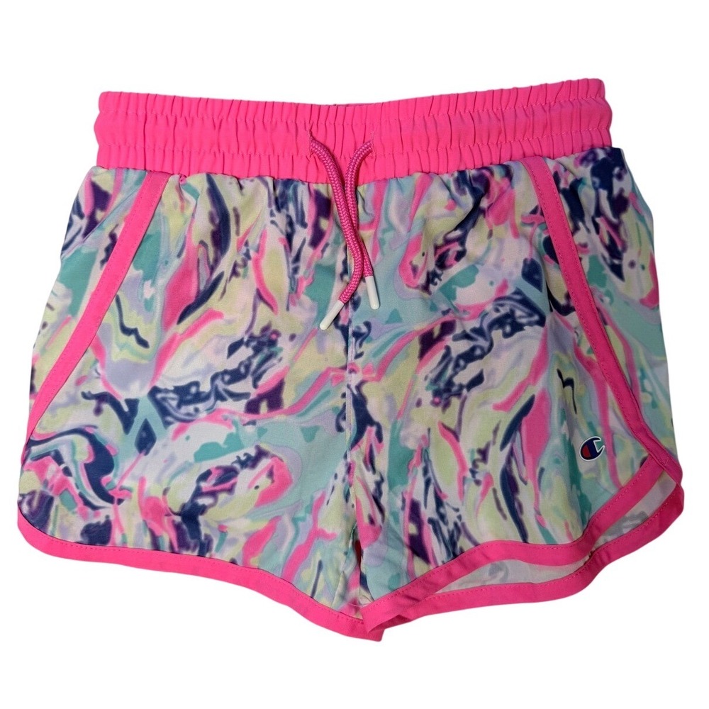 Champion Girls Pink Marble‎ Swirl Athletic Running Shorts Size 7/8 CHS5711